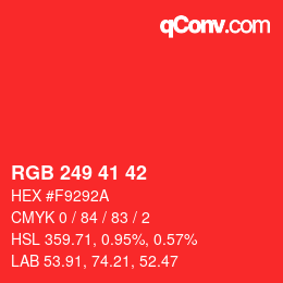 Farbcode: RGB 249 41 42 | qconv.com