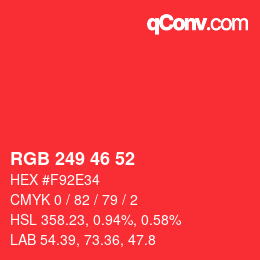 Código de color: RGB 249 46 52 | qconv.com