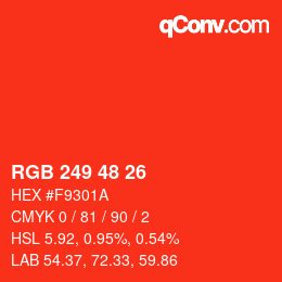 カラーコード: RGB 249 48 26 | qconv.com