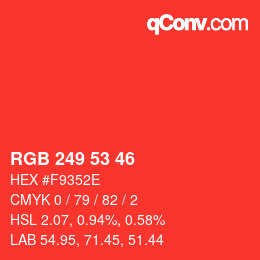 Color code: RGB 249 53 46 | qconv.com