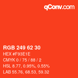 Color code: RGB 249 62 30 | qconv.com