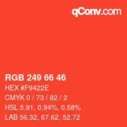 Código de color: RGB 249 66 46 | qconv.com