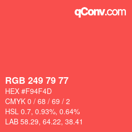 カラーコード: RGB 249 79 77 | qconv.com