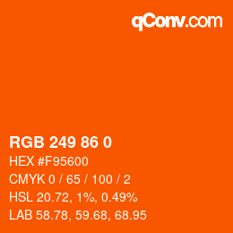 Code couleur: RGB 249 86 0 | qconv.com