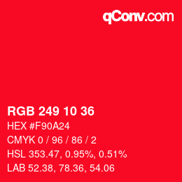 Code couleur: RGB 249 10 36 | qconv.com