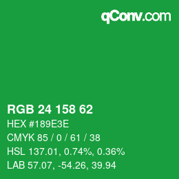 Code couleur: RGB 24 158 62 | qconv.com