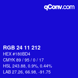 カラーコード: RGB 24 11 212 | qconv.com