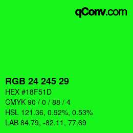 Color code: RGB 24 245 29 | qconv.com