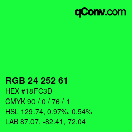 Farbcode: RGB 24 252 61 | qconv.com