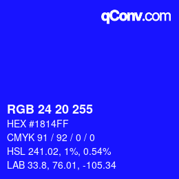 Código de color: RGB 24 20 255 | qconv.com