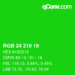 Farbcode: RGB 24 210 18 | qconv.com