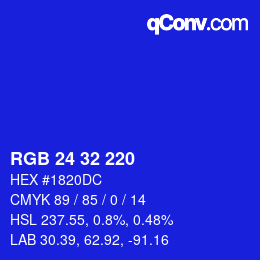 Code couleur: RGB 24 32 220 | qconv.com