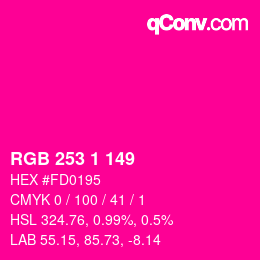 Code couleur: RGB 253 1 149 | qconv.com