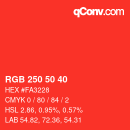 Color code: RGB 250 50 40 | qconv.com