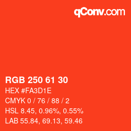 カラーコード: RGB 250 61 30 | qconv.com