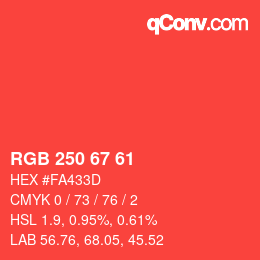 Farbcode: RGB 250 67 61 | qconv.com