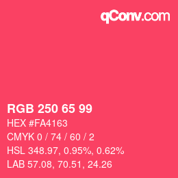 Color code: RGB 250 65 99 | qconv.com