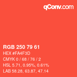 Color code: RGB 250 79 61 | qconv.com