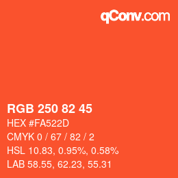 Código de color: RGB 250 82 45 | qconv.com