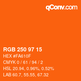 Código de color: RGB 250 97 15 | qconv.com