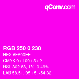 Código de color: RGB 250 0 238 | qconv.com