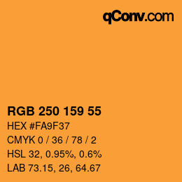 Código de color: RGB 250 159 55 | qconv.com