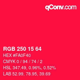 Código de color: RGB 250 15 64 | qconv.com