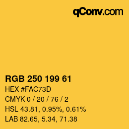 Color code: RGB 250 199 61 | qconv.com