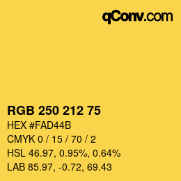 Color code: RGB 250 212 75 | qconv.com