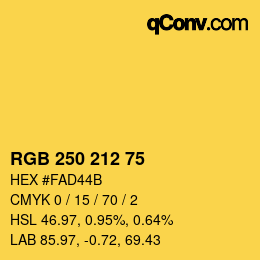 Color code: RGB 250 212 75 | qconv.com