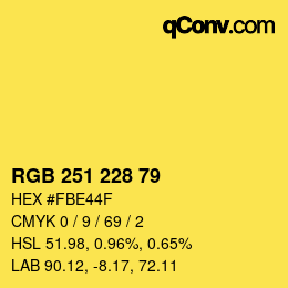 Color code: RGB 251 228 79 | qconv.com