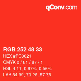 Code couleur: RGB 252 48 33 | qconv.com