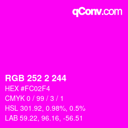 Color code: RGB 252 2 244 | qconv.com