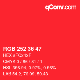 カラーコード: RGB 252 36 47 | qconv.com
