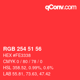 Color code: RGB 254 51 56 | qconv.com