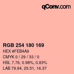 Code couleur: RGB 254 180 169 | qconv.com