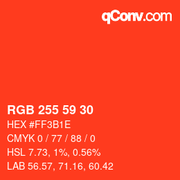 カラーコード: RGB 255 59 30 | qconv.com