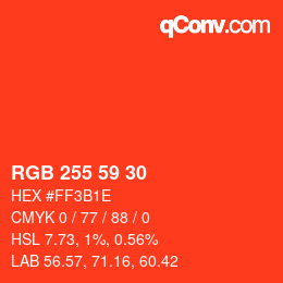 カラーコード: RGB 255 59 30 | qconv.com