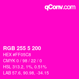 カラーコード: RGB 255 5 200 | qconv.com