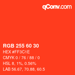 Farbcode: RGB 255 60 30 | qconv.com