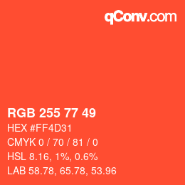 Código de color: RGB 255 77 49 | qconv.com