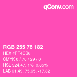 Code couleur: RGB 255 76 182 | qconv.com