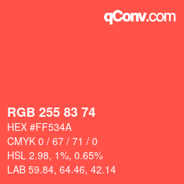 Farbcode: RGB 255 83 74 | qconv.com