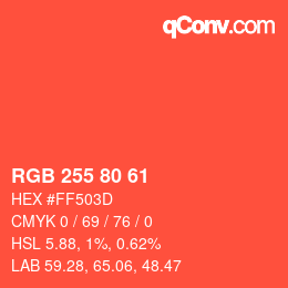 カラーコード: RGB 255 80 61 | qconv.com