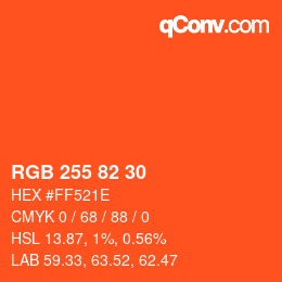 Color code: RGB 255 82 30 | qconv.com