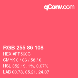 Color code: RGB 255 86 108 | qconv.com