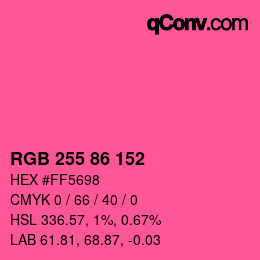 Color code: RGB 255 86 152 | qconv.com