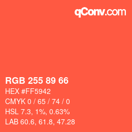 カラーコード: RGB 255 89 66 | qconv.com