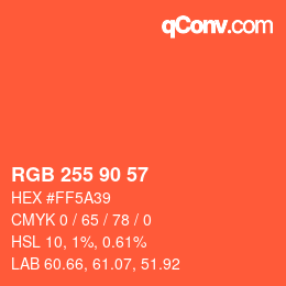 カラーコード: RGB 255 90 57 | qconv.com