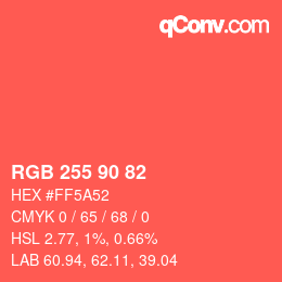 Color code: RGB 255 90 82 | qconv.com